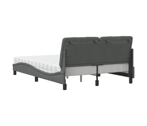 Cama con colchón tela gris oscuro 140x190 cm