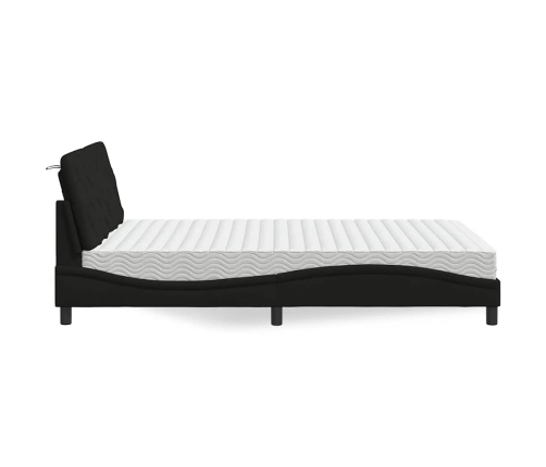 Cama con colchón tela negro 140x190 cm