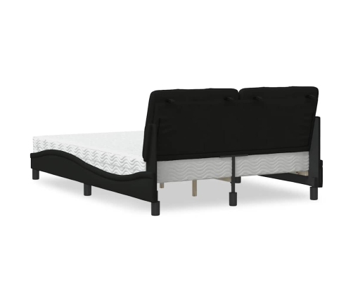 Cama con colchón tela negro 140x190 cm