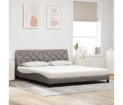 Cama con colchón de tela gris taupe 180x200 cm