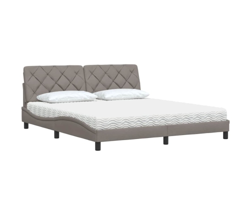 Cama con colchón de tela gris taupe 180x200 cm