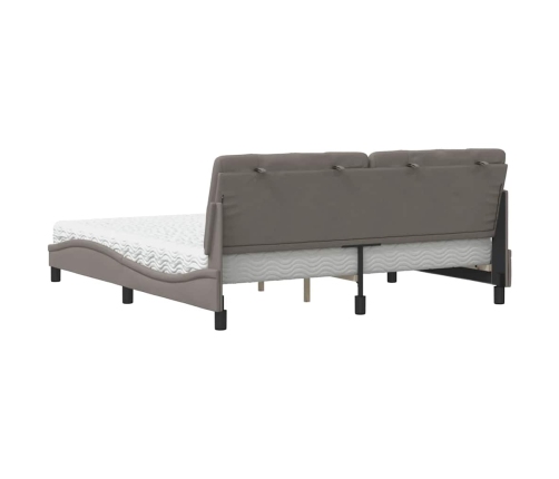 Cama con colchón de tela gris taupe 180x200 cm