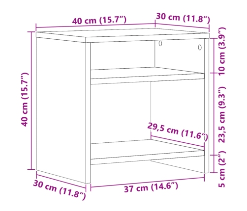 Mesita de noche madera de ingeniería envejecida 40x30x40 cm