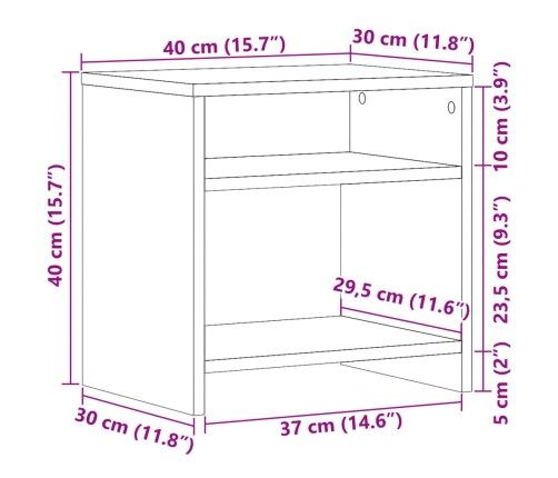 Mesita de noche madera de ingeniería roble artisian 40x30x40 cm