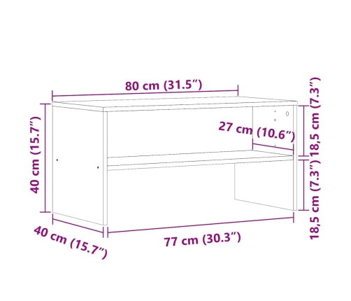 Mueble de TV madera de ingeniería roble artesanal 80x40x40 cm