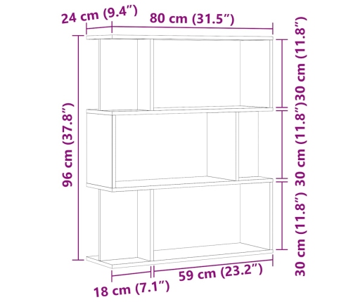 Estantería madera de ingeniería roble artisan 80x24x96 cm