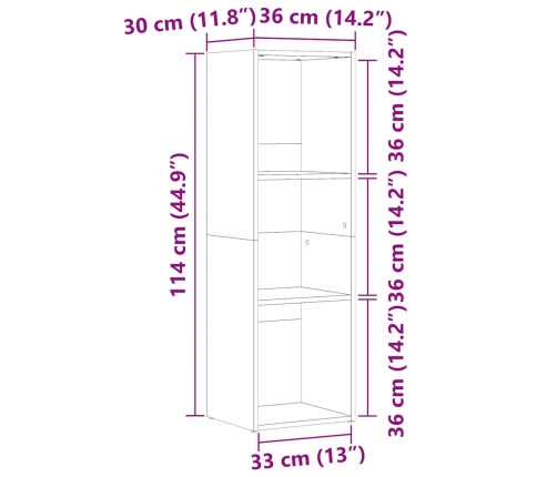 Estantería madera de ingeniería envejecida 36x30x114 cm