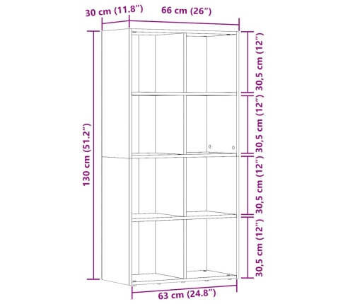 Estantería de madera ingeniería roble artisan 66x30x130 cm