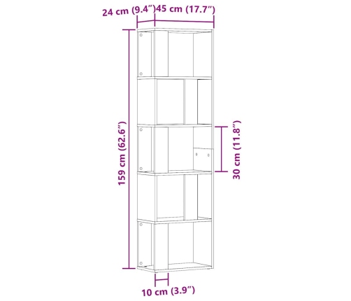 Estantería madera de ingeniería madera envejecida 45x24x159 cm