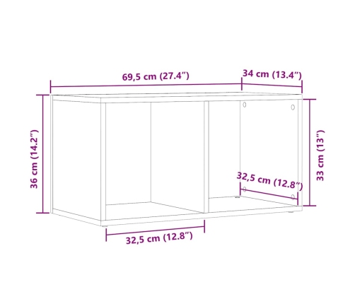 Caja de almacenaje madera de ingeniería envejecida 69,5x34x36cm