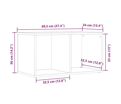 Caja de almacenaje madera ingeniería roble artisan 69,5x34x36cm