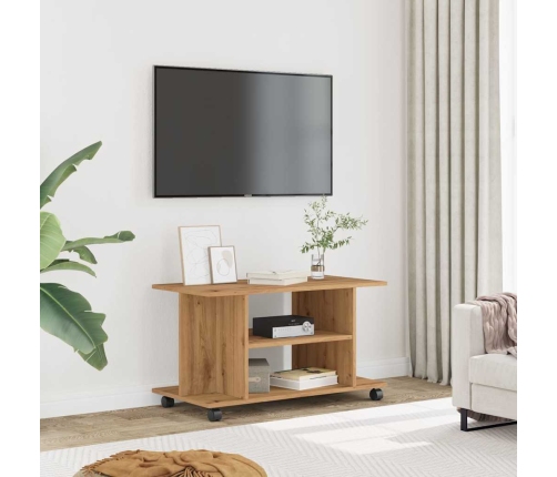 Mueble de TV ruedas madera ingeniería roble artisan 80x40x45 cm