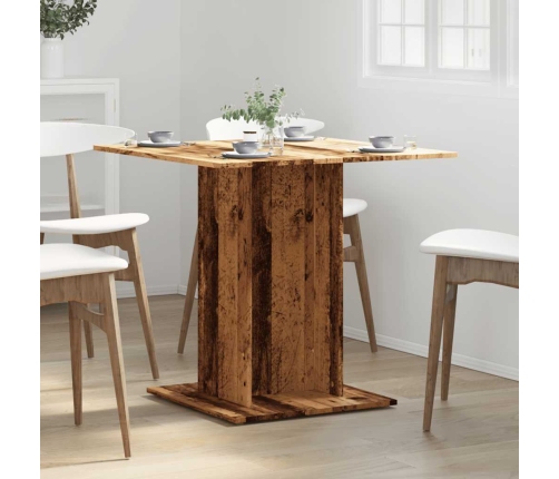 Mesa de comedor madera de ingeniería envejecida 80x80x75 cm