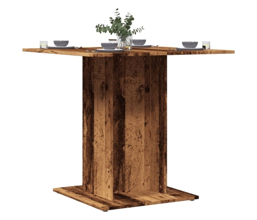 Mesa de comedor madera de ingeniería envejecida 80x80x75 cm