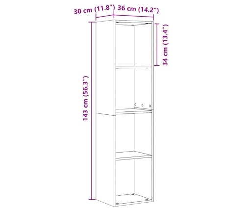 Mueble de TV/Librería roble artesanal 36x30x143cm