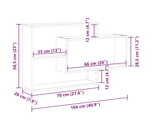 Estante de pared madera de ingeniería envejecida 104x20x58,5 cm