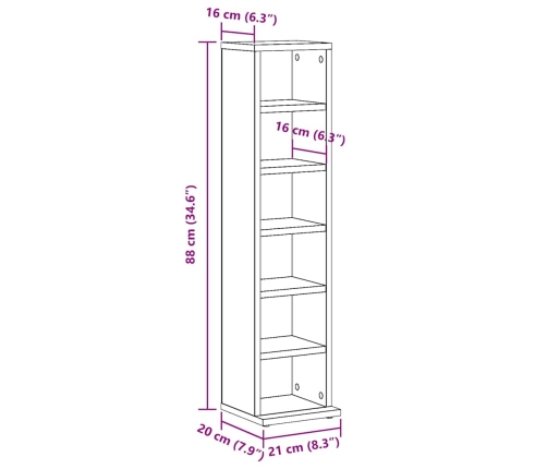 Mueble de CD madera de ingeniería roble artisan 21x20x88 cm