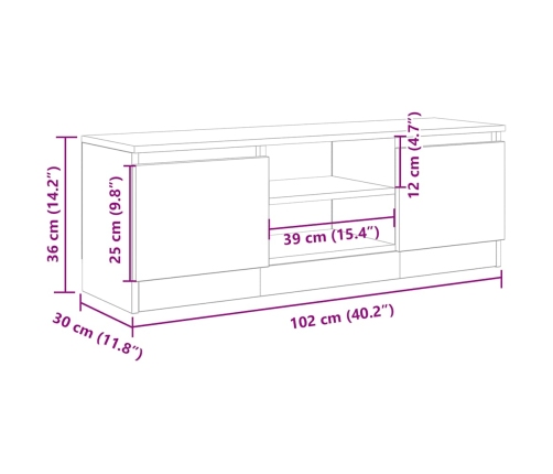 Mueble para TV madera ingeniería madera envejecida 102x30x36 cm