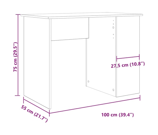 Escritorio de madera de ingeniería envejecida 100x55x75 cm