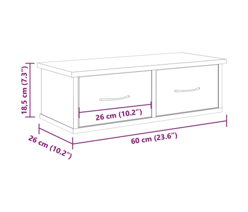 Armario pared madera ingeniería madera envejecida 60x26x18,5 cm