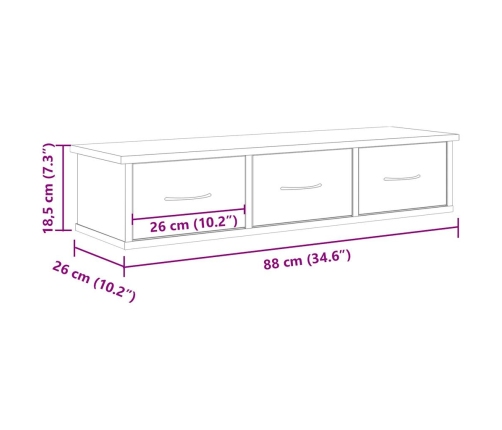 Armario de pared madera ingeniería envejecida 88x26x18,5 cm