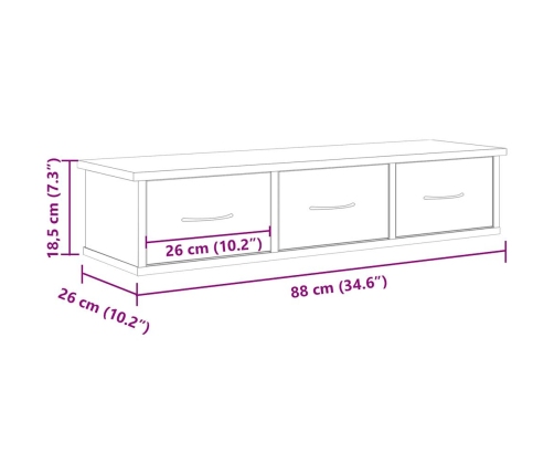 Armario de pared madera ingeniería roble artisan 88x26x18,5 cm