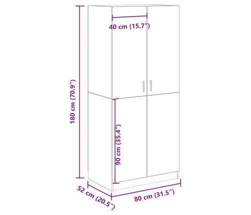 Armario de madera de ingeniería madera envejecida 80x52x180 cm