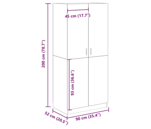 Armario de madera de ingeniería madera envejecida 90x52x200 cm