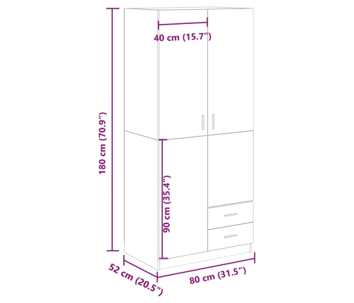 Armario de madera de ingeniería madera envejecida 80x52x180 cm