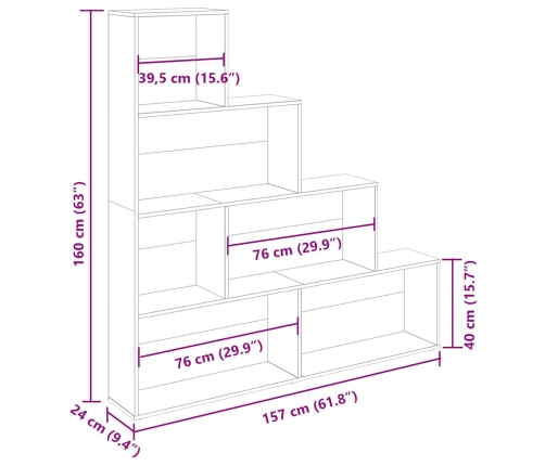 Estantería madera de ingeniería madera envejecida 157x24x160 cm