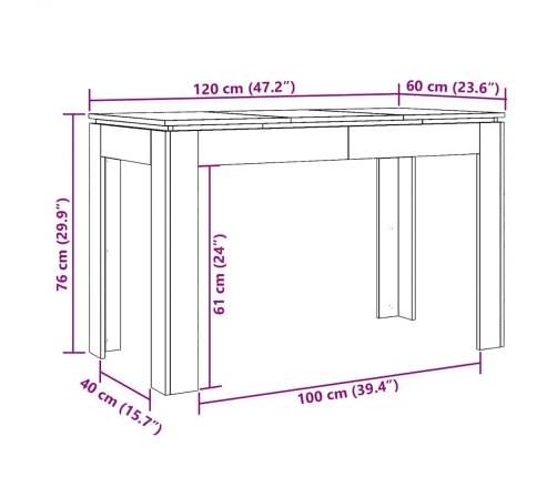 Mesa de Comedor Roble Artesano 120x60x76cm madera reconstituida