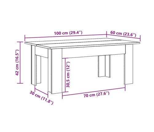 Mesa de centro madera contrachapada madera envejecida