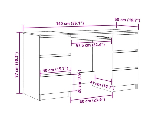 Escritorio madera de ingeniería envejecida 140x50x77 cm