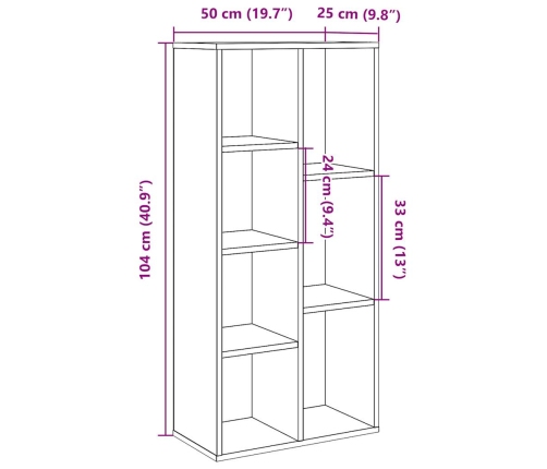 Estantería madera envejecida 50x25x104 cm