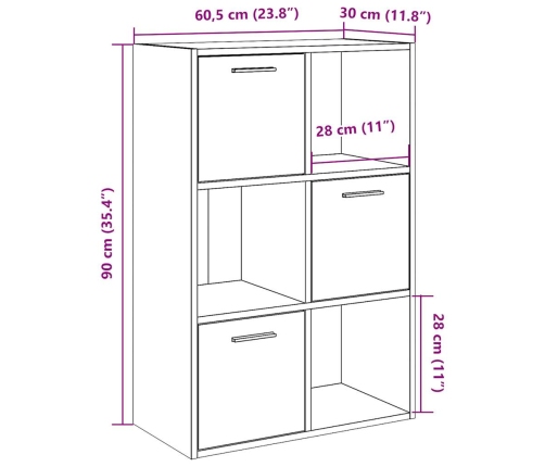 Estantería de madera de ingeniería roble artisan 60,5x30x90 cm