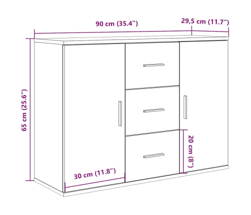 Aparador de madera de ingeniería envejecida 90x29,5x65 cm