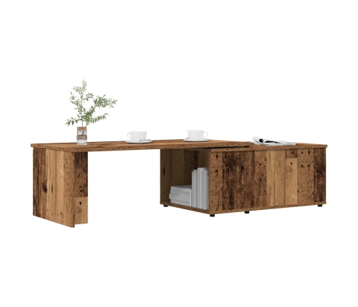 Mesa de centro madera contrachapada envejecida 150x50x35 cm