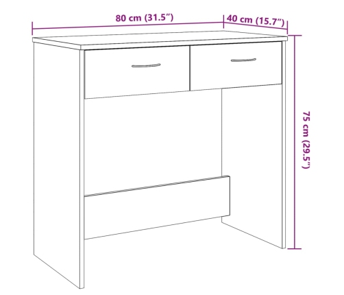 Escritorio de madera de ingeniería roble artisian 80x40x75 cm