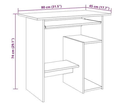 Escritorio madera de ingeniería madera envejecida 80x45x74 cm