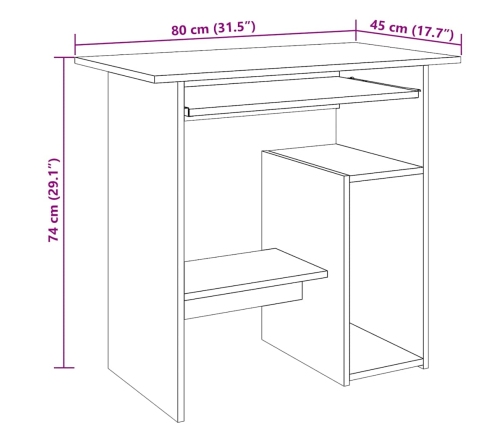 Escritorio de madera de ingeniería roble artisan 80x45x74 cm