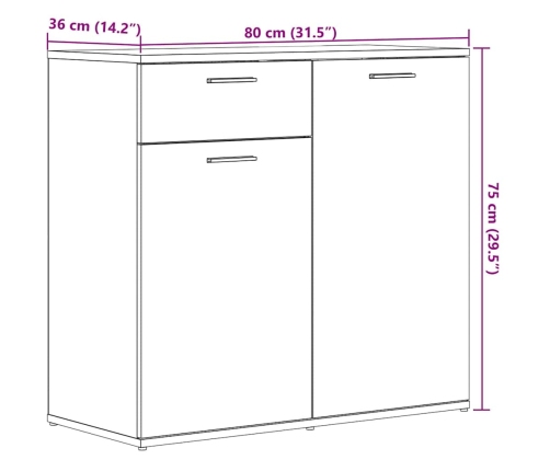 Aparador de madera contrachapada madera vieja 80x36x75 cm