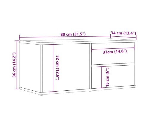 Mueble de TV madera ingeniería madera envejecida 80x34x35,5 cm