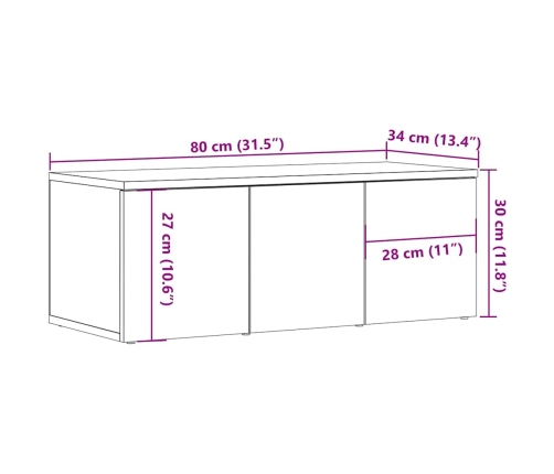 Mueble para TV madera contrachapada envejecida 80x34x30 cm