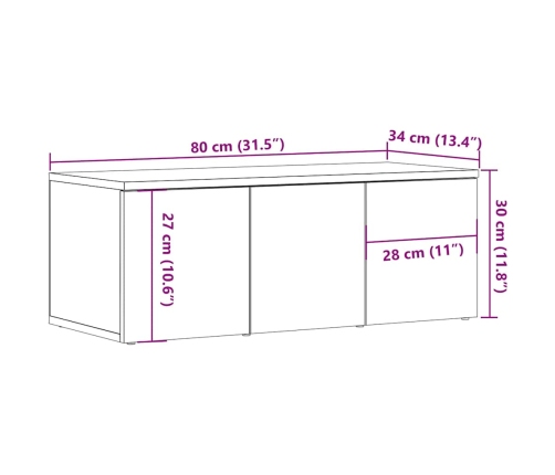 Mueble para TV madera contrachapada roble artisan 80x34x30 cm