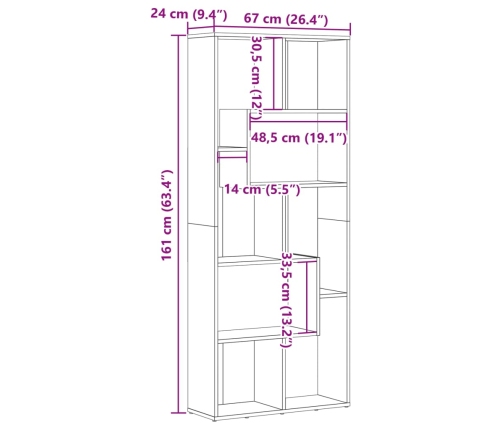 Estantería madera de ingeniería color envejecido 67x24x161 cm