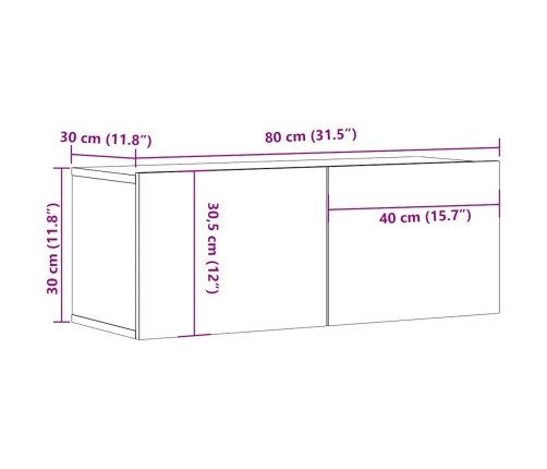 Mueble de pared de TV madera ingeniería envejecida 80x30x30 cm