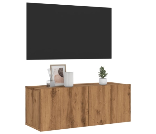 Mueble TV de pared madera ingeniería roble artisan 80x30x30 cm