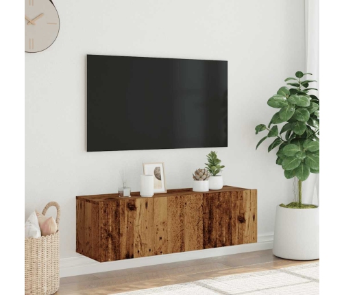 Mueble de TV de pared madera ingeniería envejecida 100x30x30 cm