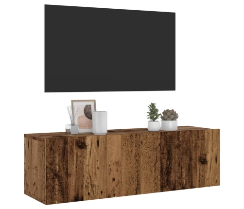 Mueble de TV de pared madera ingeniería envejecida 100x30x30 cm