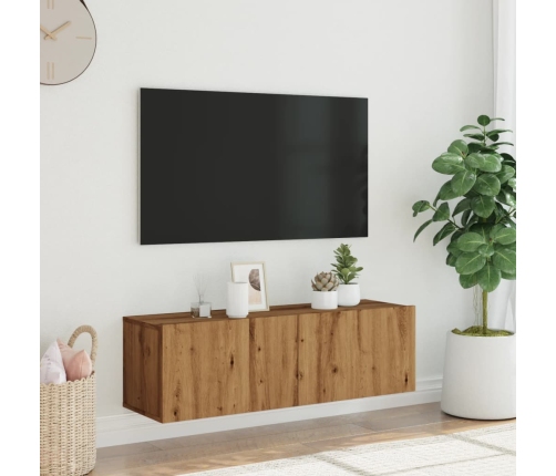 Mueble TV de pared madera ingeniería roble artisan 100x30x30 cm